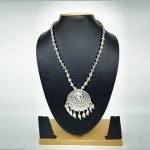 Antique Oxidized Silver Necklace with Shank Design Pendant
