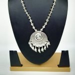 Tibetan-Stone-Black-Red-Beads-With-Oxidized-German-Silver-Pendent-epoojastore-4-1