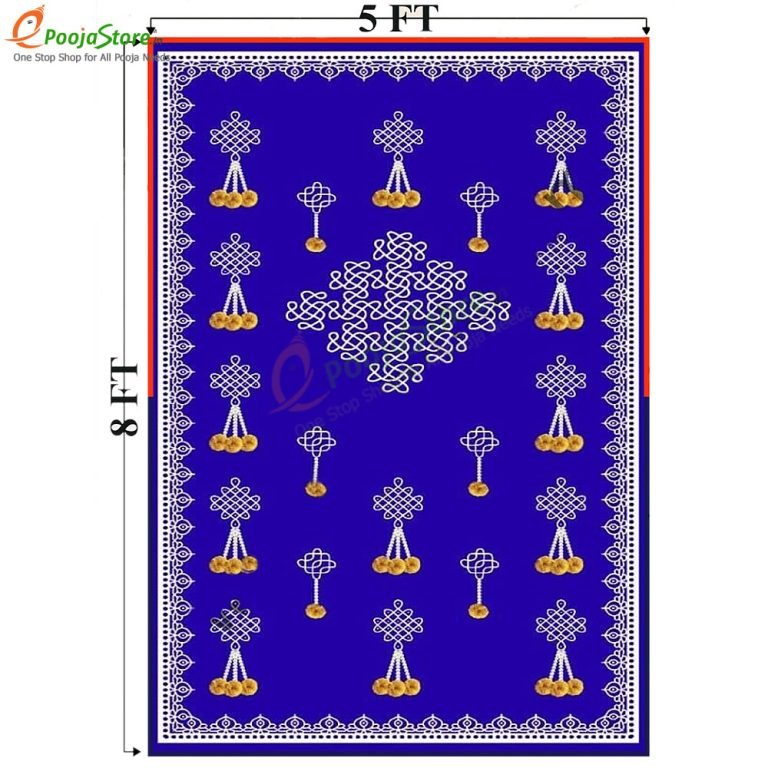 Blue Colour Wall Drop With Kolam Design / Backdrop For all Festivals / Puja Decoration / Indian Tradtional Wall Drop