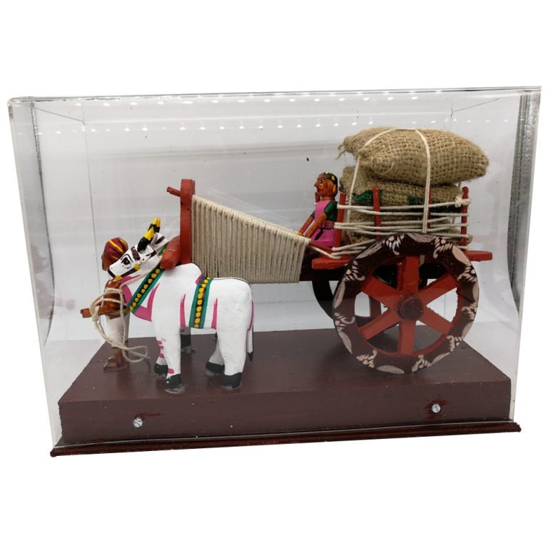 Bullock Cart Carrying Harvest With Acrylic Box