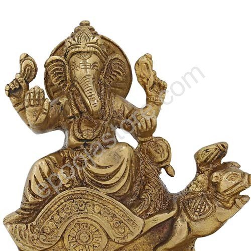 Lord Ganesha With Musika Vahanam Brass Idol