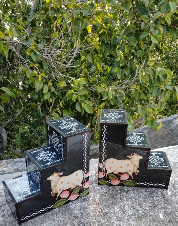 3 step mini Diya stand (Pair)
